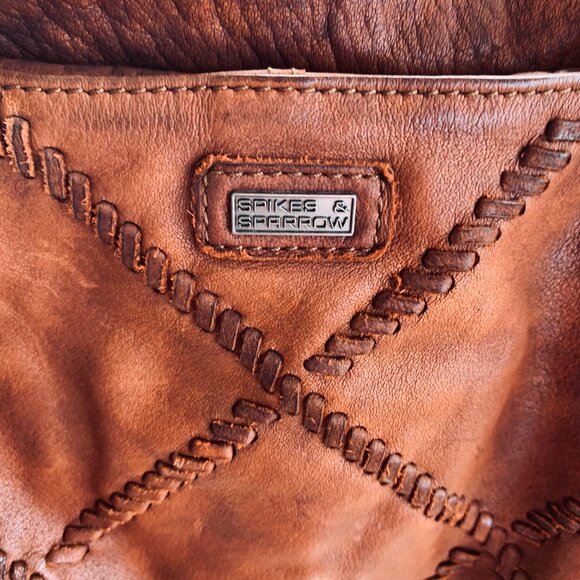 Spikes & Sparrow Brandy Brown Leather Shoulder Bag Purse Boho Distressed - Picture 7 of 8